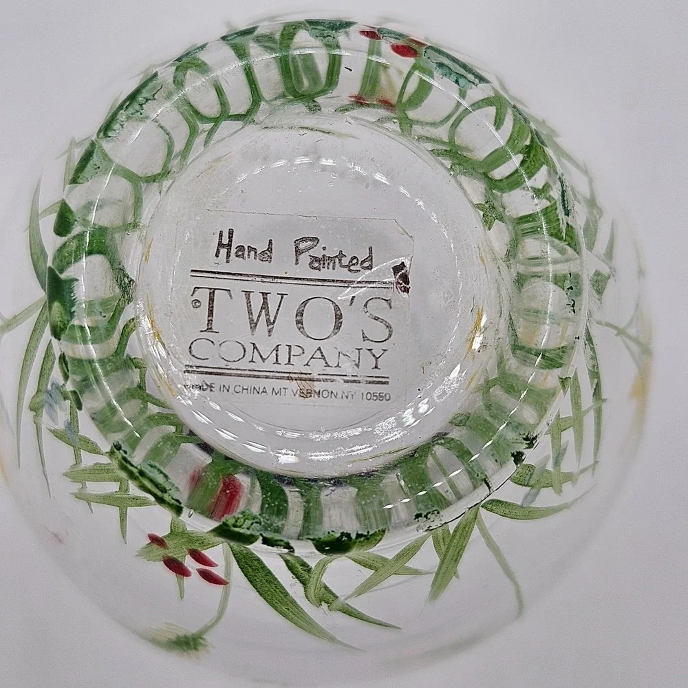 Two's Company Hand Painted Glass Vase Bee & Wildflower Design 5
